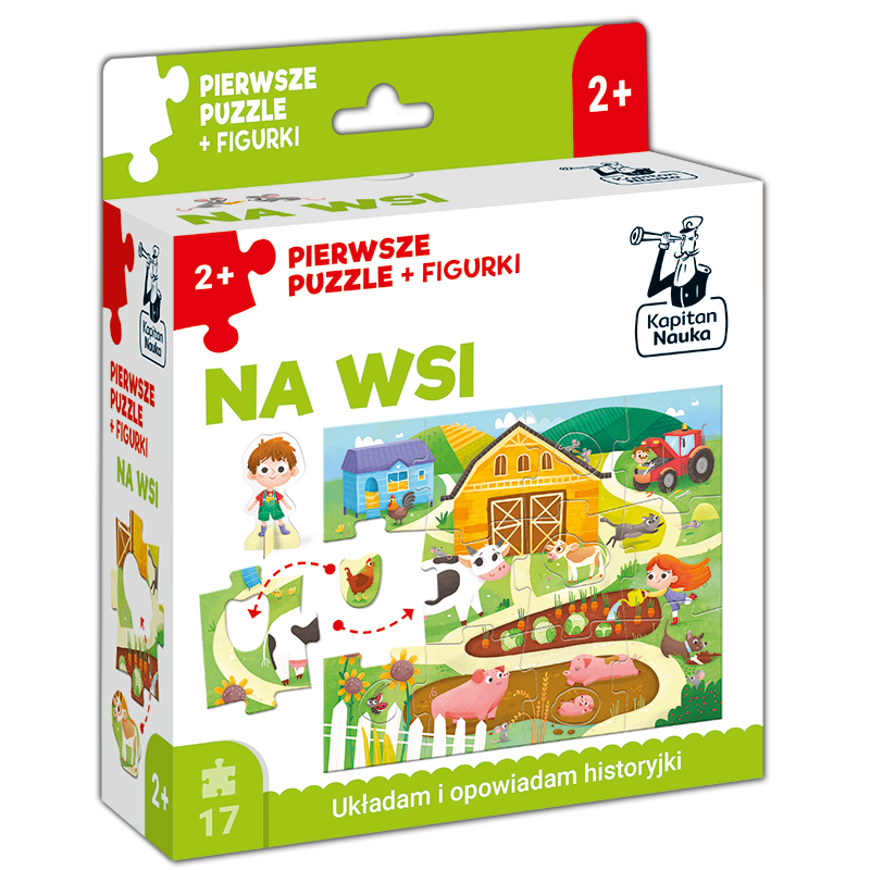 Pierwsze puzzle na wsi + figurki 3D Kapitan Nauka